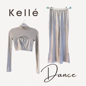Kellé Silver Jazz Dance Pants & Cropped Top, Size S/M
